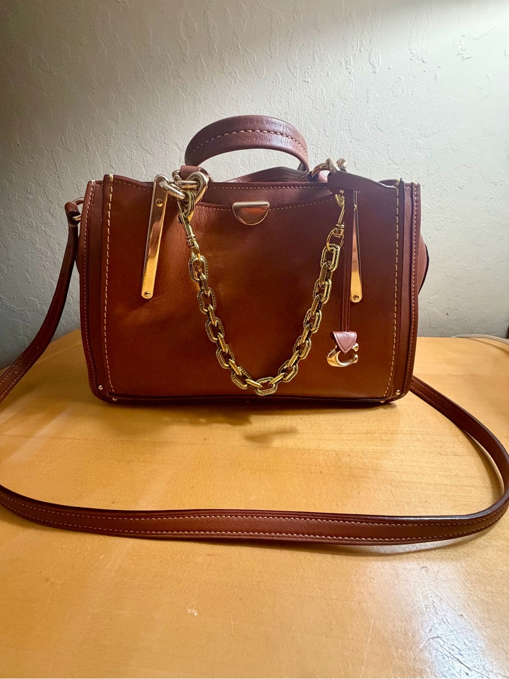 Coach Brown Leather Satchel with Gold Hardware